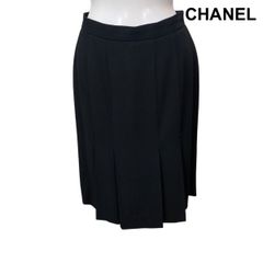 CHANEL プリーツスカート ブラック ココボタン XS シャネル 膝丈 