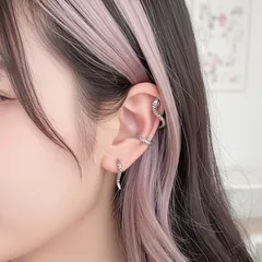 2タイプ スネーク 蛇 デザイン ピアス イヤーカフ ジュエリー 個性的 ファッション 耳飾り アート ユニーク スタイリッシュ おしゃれ カジュアル モダン