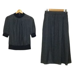 PaulStuart(ポールスチュアート) スカートセットアップ レディース - ダークネイビー×白 ドット柄