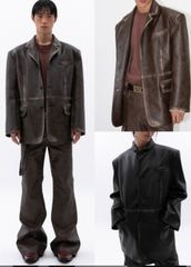 新品未使用【ESC STUDIO】washing leather 4 buttons blazer