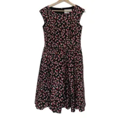 Rene(ルネ) ワンピース サイズ38 M レディース - 黒×レッド×マルチ ノースリーブ/ひざ丈/スイカ柄