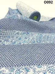 小紋 紋意匠 青地に横段鹿の子模様 古模様典柄 丹後縮緬 反物 正絹 O092