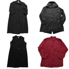 古着卸 まとめ売り コート MIX 4枚セット (レディース ) ステンカラー フルジップ フーディー ベスト 中古 古着 NC5773