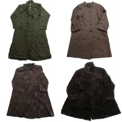 古着卸 まとめ売り コート MIX 4枚セット (レディース ) 総柄 ステンカラー ファーコート ミリタリー 中古 古着 NC5799