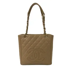 CHANEL シャネル キャビアスキン マトラッセ PST  チェーン トートバッグ レディース レザー ベージュ 【中古】