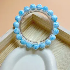 絶賛 EU製★ドミニカ共和国産のラリマー★パワーストーン ブレスレット 天然石B 開運 金運 綺麗 約10.8-11.3mmZZ1665