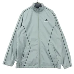 美品 adidas アディダス ロゴ刺繍 長袖 ウインドブレーカー M グレー メンズ 古着