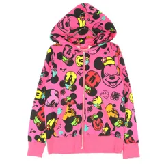 美品 Tokyo Disney RESORT トーキョーディズニーリゾート キャラクター 総柄 長袖 パーカー M ピンク ミニー レディース 古着