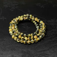 上級 EU製★太陽花タイチンルチル★黄金針水晶 金運 開運 ゴールド 3本巻きブレス パワーストーン プレゼント1 6.4-6.8mmZB9677