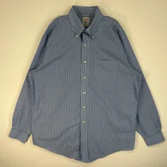 古着 ブルックスブラザーズ Brooks Brothers 長袖シャツ 胸ポケ 346 ボタンダウン L  ブルー系 ストライプ メンズ