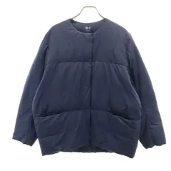 UNIQLO : C ユニクロ シー ノーカラー ダウンジャケット XL ネイビー レディース 古着