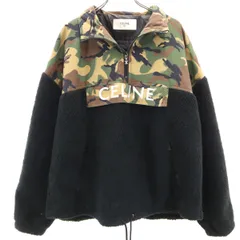 CELINE セリーヌ イタリア製 カモフラ柄切替 ハーフジップ バイマテリアル フリースジャケット 48 ブラック プルオーバー レディース 古着のサムネイル