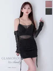 ブラック [GMS-V894-B-2510]【Andy GLAMOROUS/アンディグラマラス】ラメニット/ オフショル/ ロングスリーブ/ 袖あり/ カットアウト/ ウエストシアー/ タイト/ ミニドレス/ キャバドレス