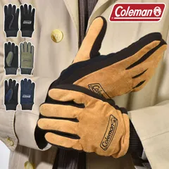 手袋 メンズ 防寒 Coleman コールマン アウトドア ブランド スエード レザー 厚手 裏起毛 フリース 裏ボア 冬 寒さ 対策 防風 暖かい 革手袋 グローブ 手ぶくろ 黒 ブラック キャメル 緑 グリーン