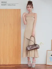 ベージュ[OF2] [AR25872-BE-2510]【ANGEL R/エンジェルアール】アシンメトリーデザイン/ シフォン/ ラメ/ タイト/ ロングドレス/ キャバドレス