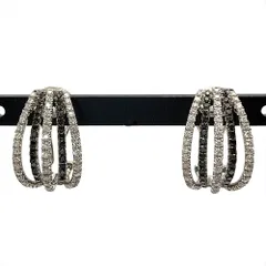 パヴェ デザイン ピアス ダイヤモンド 0.90ct K18WG 7.2g ブラックダイヤ0.60ct ホワイトゴールド レディース【中古】