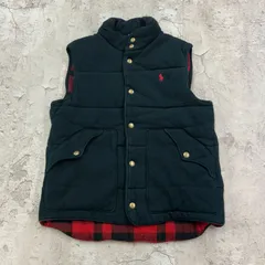 Polo by RalphLauren　ポロ バイ ラルフローレン　中綿ベスト　裏地チェック　古着　ブラック　黒　S