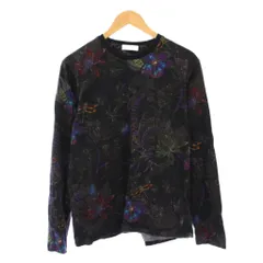 エトロ ETRO Tシャツ ロンT 長袖 クルーネック ストレッチ 花柄 総柄 M 黒 ブラック /BBのサムネイル