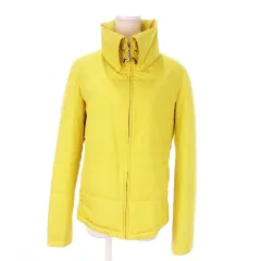 バーバリー ロンドン BURBERRY LONDON 中綿ジャケット スタンドカラー ジップアップ フード収納 裏地ノバチェック 38 M 黄 イエロー /MN8 ■GY19