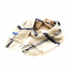 ブルーレーベルクレストブリッジ BLUE LABEL CRESTBRIDGE マフラー フリンジ チェック柄 ベージュ 紺 ネイビー /AN2