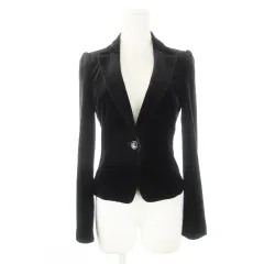 アナイ ANAYI テーラードジャケット ベルベット ベロア 38 M 黒 ブラック /CK8