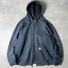 雰囲気系 Carhartt サーマル ライナー付き フルジップ スウェット フード パーカー XL / カーハート トレーナー RAIN DEFENDER ネイビー グレー