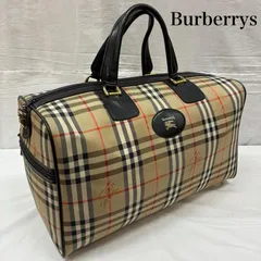 バーバリーズ オールド ノバチェック トラベル ボストンバッグ ゴールド金具 部分レザー ホースロゴ 大容量 レディース - ISItems【USED】【古着】【中古】50146498