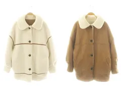 ヘザー Heather リバーシブルボアムートンコート アウター M ホワイト キャメル /HK ■OSのサムネイル