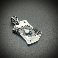 シルバー925 スペード エース トランプ モチーフ ペンダントトップ メンズアクセサリー 925刻印あり 立体彫刻 波模様デザイン バチカン付き シルバーペンダント ネックレストップ sv925 シルバーアクセサリー