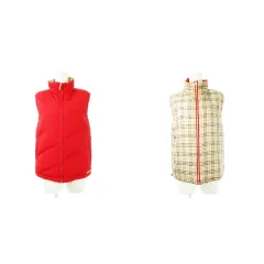 バーバリーゴルフ BURBERRY GOLF リバーシブルダウンベスト ジップアップ スタンドカラー 2way ポケット 無地 ノバチェック スポーツ ゴルフ M 赤 レッド /CK10 ■GY17