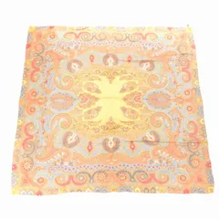 エトロ ETRO スカーフ ペイズリー 総柄 シルク混 茶 ブラウン /AE