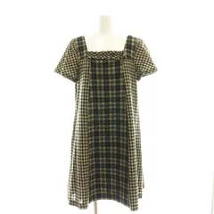 ホコモモラデシビラ Jocomomola de Sybilla ワンピース チェック柄 ウール 40 ベージュ 黒 ブラック /SS ■OS