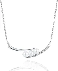 Cute jewelry　Mei Leaf 淡水パール 淡水真珠 貝パール ネックレス レディース シルバー925 アジャスター付き (シルバー a スマイル型,  小)