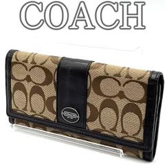 コーチ COACH シグネチャー キャンバス×レザー 長財布 ブラウン フラップウォレット Signature Canvas Leather Long Wallet Brown