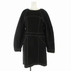 スライ SLYZ SWITCH NO COLLAR ワンピース ひざ丈 ジップアップ 長袖 2 M 黒 ブラック 白 ホワイト /RO