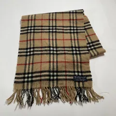 ★ Burberrys バーバリーズ マフラー ノバチェック キャメル ラムウール100% ショート丈 136㎝ イギリス製 レディース 現状品 0.09kg