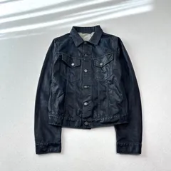 nudie jeans coating black tracker jacket s  TREEY COATED DENIM TG.S 短丈 ヌーディージーンズ コーティング 光沢 ブラックブルー デニムシャツ Gジャン 古着 Y2K