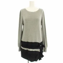 ランバンオンブルー LANVIN en Bleu ニット チュニック 3896813 リボン 長袖 38 グレー ネイビー /☆G ■BMのサムネイル