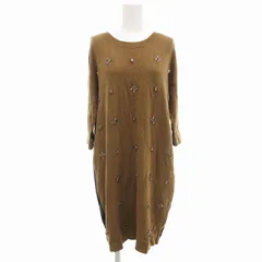 トラッゾドンナ Torrazzo Donna ワンピース ニット ビジュー 7分袖 ひざ丈 茶 ブラウン /AEのサムネイル