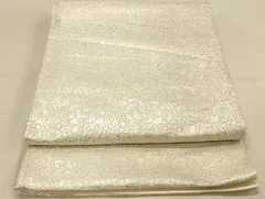 平和屋着物◎六通柄袋帯　更紗花文　銀糸　正絹　逸品　DAAY4200jm