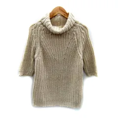 クミキョク 組曲 KUMIKYOKU ニット セーター 五分袖 タートルネック 無地 2 ベージュ /SY42