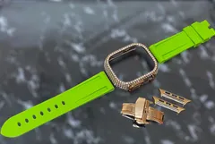 ローズ　ライム　ultra用　49mm アップルウォッチ　ケースカバーApple Watch. Dラバーベルト ラバーバンド　キラキラカバー　ケース
