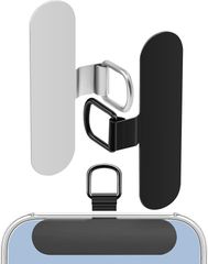 COCASES ストラップホルダー 2枚 金属製 0.2mm極薄 スマホストラップ ストラップホール ストラップパッチ スマホショルダー タグパッチ 紛失・落下・盗難防止 全機種対応 黒銀 (黒銀-各1枚, 「Type-(2)」金属製)