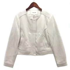 未使用品 レッセパッセ LAISSE PASSE ノーカラー ブルゾン ライダース ジャケット フェイクスエード エクリュ 40 37224132100のサムネイル