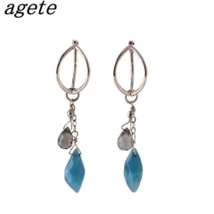 アガット フープ ピアス K10YG 石付きチャーム agete【24056】