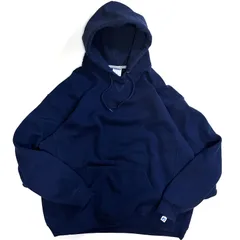 00s RUSSELL ATHLETIC ラッセル アスレチック 完全無地 スウェット パーカー XL ネイビー 紺 NAVY ワンポイント刺繍ロゴピスネーム 前V ガゼット 裏起毛 プルオーバー フード フーディー ノームコア ソリッド p25103367