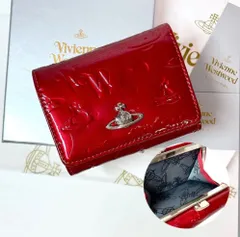 【内側に素敵な柄あり🤍新登場】Vivienne Westwood 3つ折り財布 エナメル レッド