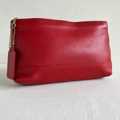 Vintage Coach Cosmetic Case Large Red Leather Clutch Travel Case Bag Pouch