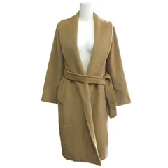 マックスマーラ MAX MARA 最高級 白タグ 美品 ウールカシミヤ ベルテッドコート ガウンコート オーバーサイズ サテン裏地 ロング キャメル 38 ■MNK2