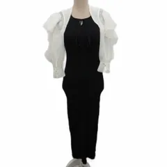 リリーブラウン Lily Brown 美品 オーガンボレロ付きニットワンピ ワンピース マキシ ロング F 白 ホワイト 黒 ブラック LWNO232073